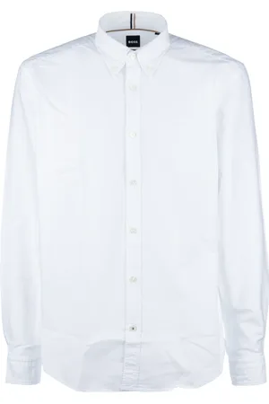 HUGO BOSS Skjorte, Herre, Hvid, L, Uld, Stilfulde Skjorter til Mænd og Kvinder