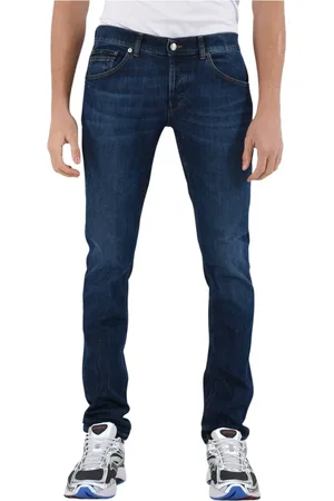 Dondup Jeans, Herre, Blå, W34, Bomuld, Brugte Skinny Jeans med Metal Logo