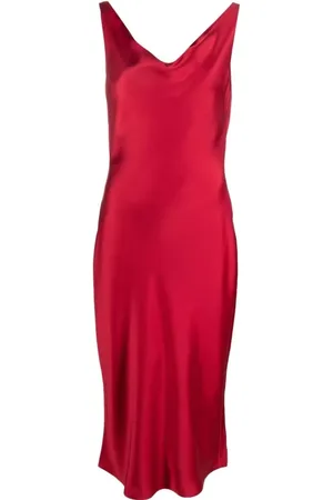 Norma Kamali Kjole, Dame, Rød, S, Satin, Maria Satin Midi Kjole