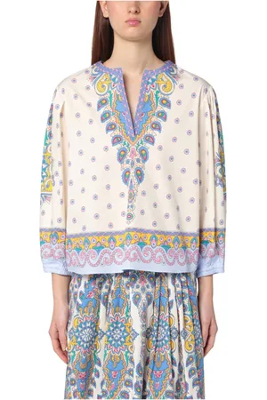 Etro Bluser & Skjorter, Dame, Flerfarvet, M, Uld, V-hals top i trendy stil