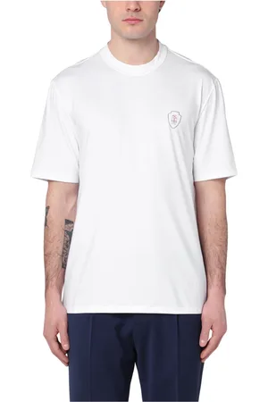 Brunello Cucinelli Top, Herre, Hvid, L, Kortærmet rund hals T-shirt