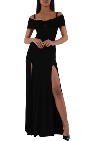 Elisabetta Franchi Kjole, Dame, Sort, M, Uld, Draped Jersey Crêpe Korset Kjole