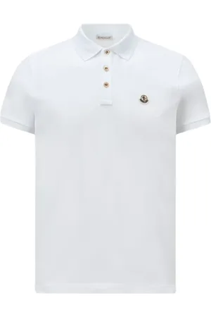 Moncler Top, Herre, Hvid, 2XL, Bomuld, Logo Patch Polo Shirt