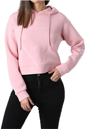 Guess Sweathshirts & Hoodies, Dame, Lyserød, S, Uld, Rose Logo Hættetrøje