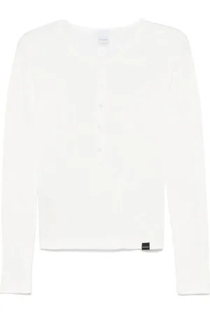 Pinko Top, Dame, Hvid, S, Hvid Crew Neck Langærmet Skjorte