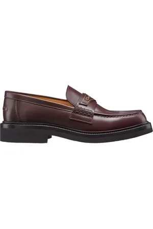 Dior Sko, Dame, Brun, 42 EU, Uld, Læder Loafers med Guld-tone Logo Detalje