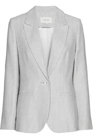 Marie Méro Jakke, Dame, Grå, 4XL, Bomuld, Lys Grå Linned Bomuld Blazer