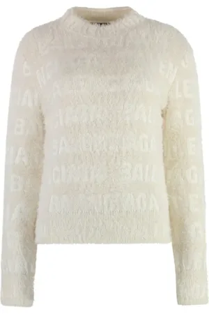Balenciaga Strik, Dame, , M, Logo Jacquard Sweater Kvinder Italien
