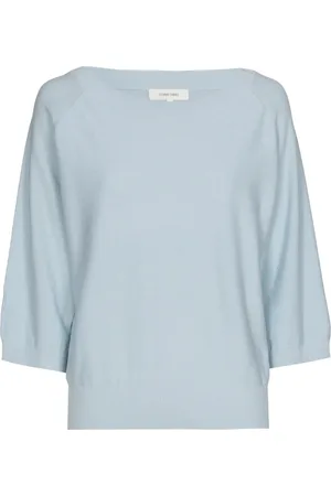 Marie Méro Strik, Dame, Blå, M, Bomuld, Lysblå Bådhals Sweater