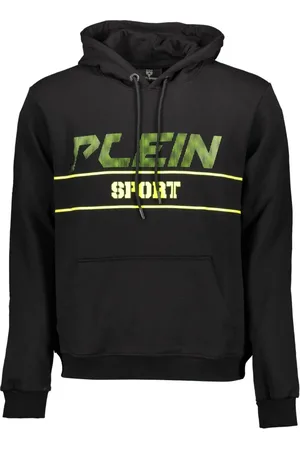 Philipp Plein Sweathshirts & Hoodies, Herre, Sort, M, Uld, Sort hættetrøje med central lomme og print