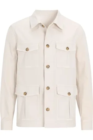 Oscar Jacobson Jakke, Herre, , XL, Bomuld, Hvid Safari Bomuld Stretch Overshirt