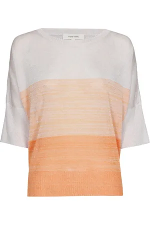 Marie Méro Strik, Dame, Flerfarvet, 2XL, Lilla Orange Stribet Kortærmet Pullover