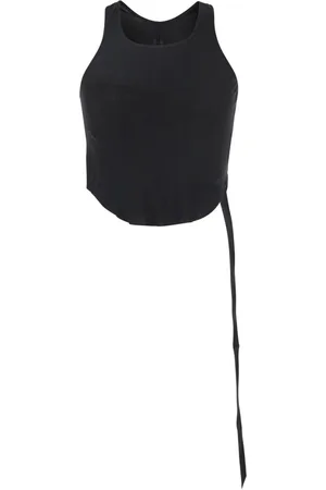 Rick Owens Top, Herre, Sort, S, Bomuld, Sort Racerback Top med Oversize Bånd