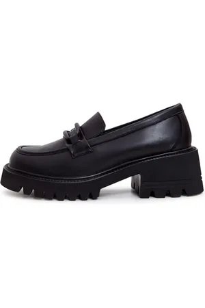 CESARE GASPARI Sko, Dame, Sort, 37 EU, Læder, Læder Classic Block Heel Loafers - Sort