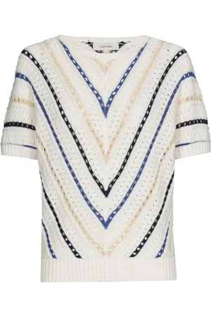Marie Méro Strik, Dame, , 4XL, Bomuld, Herringbone Strikket Bomuldspullover