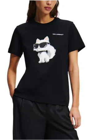 Karl Lagerfeld Top, Dame, Sort, S, T-shirt Ikon Aquarelle