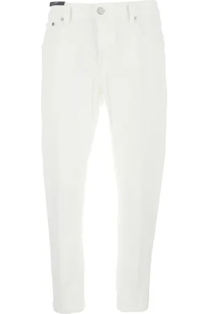 PT Torino Jeans, Herre, Hvid, W32, Bomuld, Hvide bomuld fem lomme jeans med logo patch