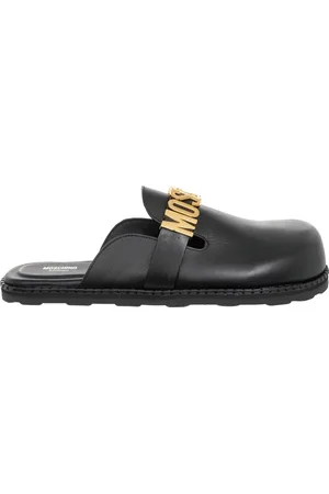 Moschino Sko, Herre, Sort, 44 EU, Uld, Ensfarvet Slipper, Ingen Lukning