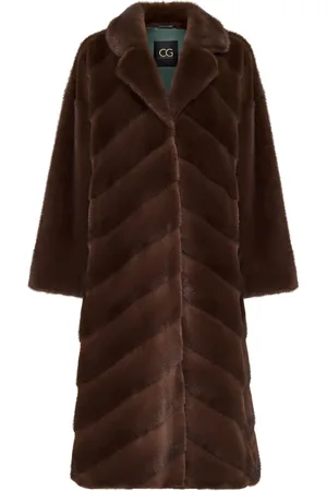 CESARE GASPARI Frakke, Dame, Brun, L, Faux Fur, Oversized Faux Fur Coat - Brun