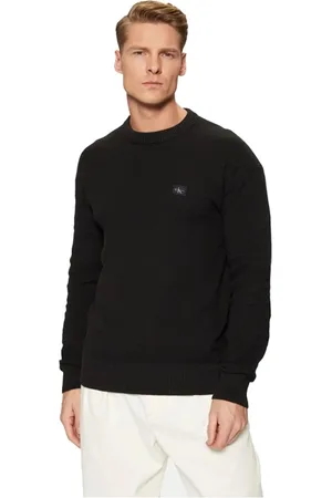 Calvin Klein Strik, Herre, Sort, XL, Bomuld, Sort langærmet bomulds sweater