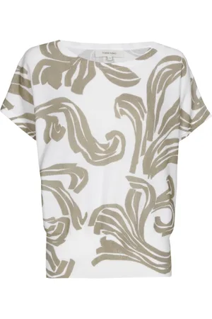 Marie Méro Strik, Dame, Flerfarvet, L, Uld, Hvid Pullover med Grønt Motiv