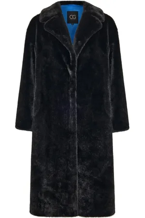 CESARE GASPARI Frakke, Dame, Sort, M, Polyester, Deluxe Lang Bagtryk Frakke Elskere - Sort