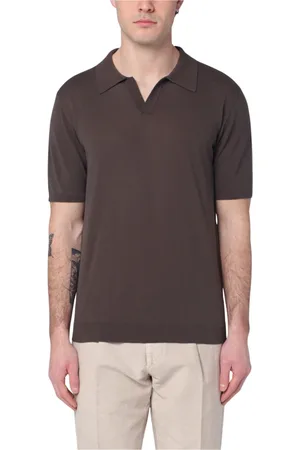Roberto Collina Top, Herre, Brun, M, Kortærmet poloshirt