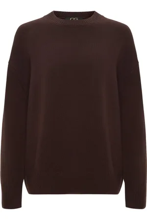 CESARE GASPARI Strik, Dame, Brun, S, Uld, Klassisk Crew Neck Sweater Mulan - Brun