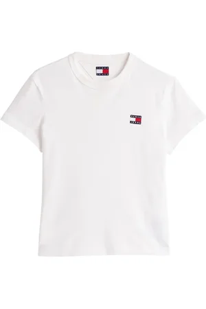 Tommy Hilfiger Top, Dame, Hvid, L, Bomuld, Casual Reg Badge T-shirt