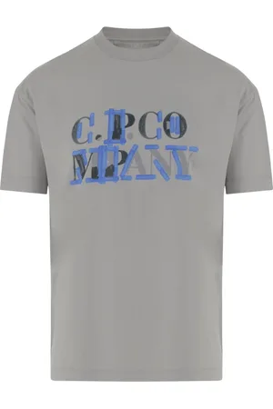 C.P. Company Top, Herre, Grå, XL, Bomuld, Bomuld Jersey Logo Print T-shirt