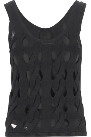 Pinko Top, Dame, Sort, S, Nylon, Sort Ærmeløs Stretch Nylon Top