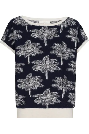 Marie Méro Strik, Dame, Flerfarvet, S, Tropisk Palmetræ Print Sweater