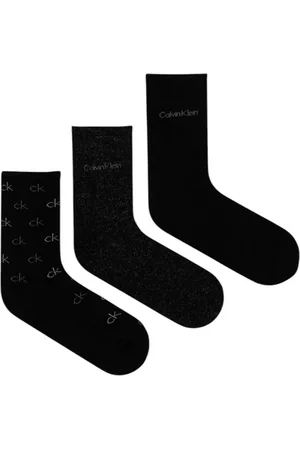 Calvin Klein Undertøj, Dame, Sort, ONE SIZE, Bomuld, Glitter Crew Socks CK Logo
