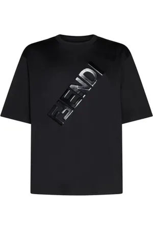 Fendi Top, Herre, Sort, S, Bomuld, Logo Print Oversized T-shirt Sort