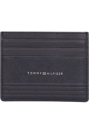 Tommy Hilfiger Tilbehør, Herre, Blå, ONE SIZE, Læder, Læderkortholder Punge Blå Metal Logo