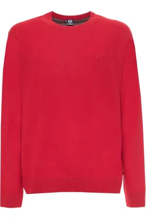 Sergio Tacchini Strik, Herre, Rød, 2XL, Uld, Uld Rund Hals Sweater med Synligt Logo