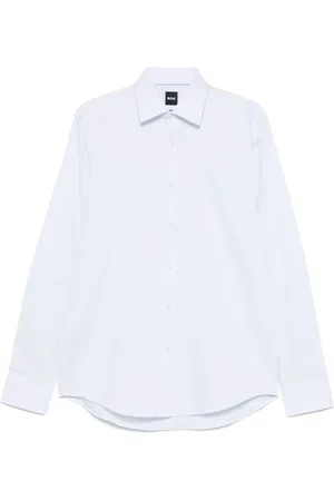 HUGO BOSS Skjorte, Herre, Hvid, 4XL, Bomuld, Stræk skjorte med designerkode
