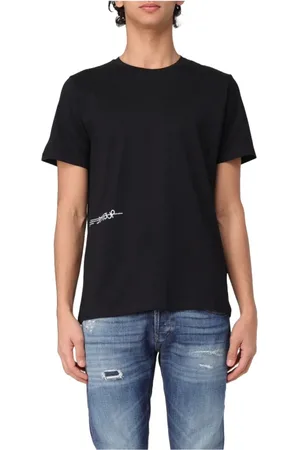 Dondup Top, Herre, Sort, S, Bomuld, Bomuld Jersey T-shirt med Side Print