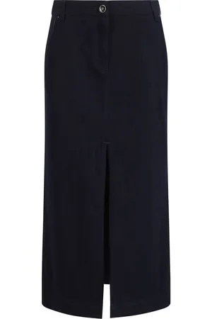 Giorgio Armani Nederdel, Dame, Blå, M, Bomuld, Blå Bomuld Midi Nederdel med Front Lynlås