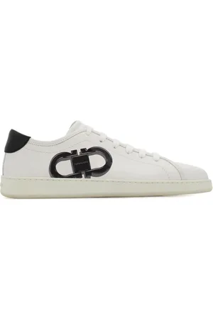 Salvatore Ferragamo Sko, Herre, Hvid, 39 EU, Hvide Sneakers med Gancini Print