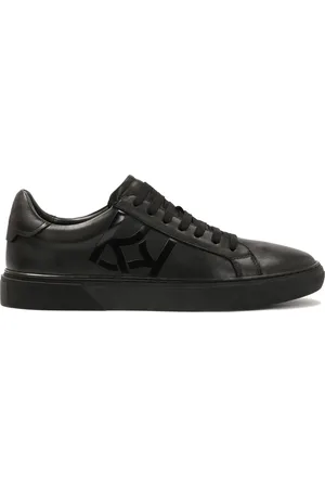 Kazar Sko, Herre, Sort, 40 EU, Uld, Sorte sneakers med stort monogram