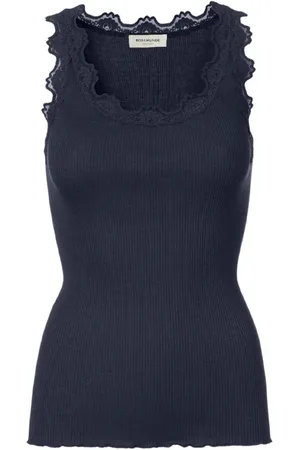 Rosemunde Top, Dame, Blå, L, Bomuld, Ærmeløs Top