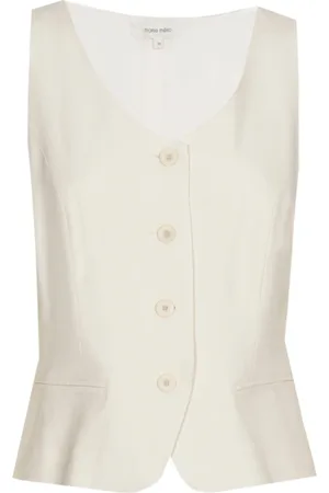 Marie Méro Top, Dame, , 4XL, Uld, Elegant Ecru Top med knaplukning