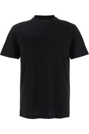 Emporio Armani Top, Herre, Sort, 2XL, Bomuld, Sort Crewneck T-shirt med Logo Broderi