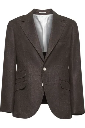Brunello Cucinelli Jakke, Herre, Brun, XL, Uld, Mørkebrun Linned Uld Silke Jakke