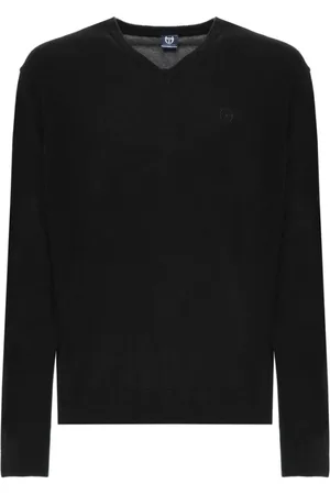 Sergio Tacchini Strik, Herre, Sort, 2XL, Uld, V-hals uldtrøje med ribkanter og synligt logo