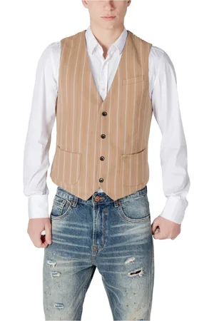 GIANNI LUPO Jakke, Herre, , M, Uld, Pinstripe V-Neck Sleeveless Gilet