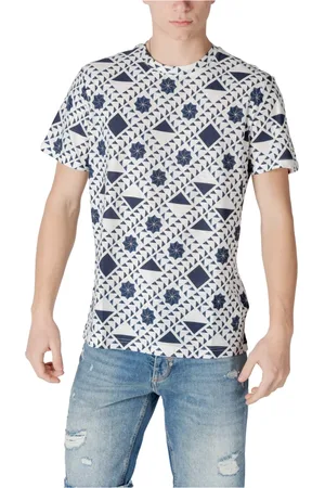 Antony Morato Top, Herre, Blå, L, Bomuld, Geometrisk Mønster Bomulds T-shirt
