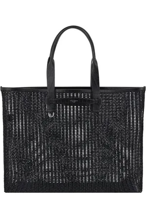Dolce & Gabbana Taske, Herre, Sort, ONE SIZE, Perforeret Mesh Tote Taske med Monogram