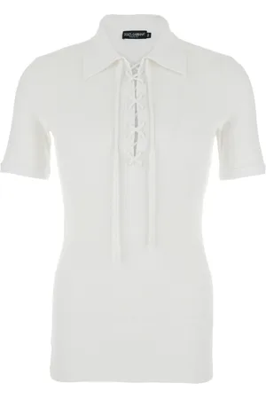 Dolce & Gabbana Strik, Herre, Hvid, M, Bomuld, Hvid Sweater med Kors Lace Lukning